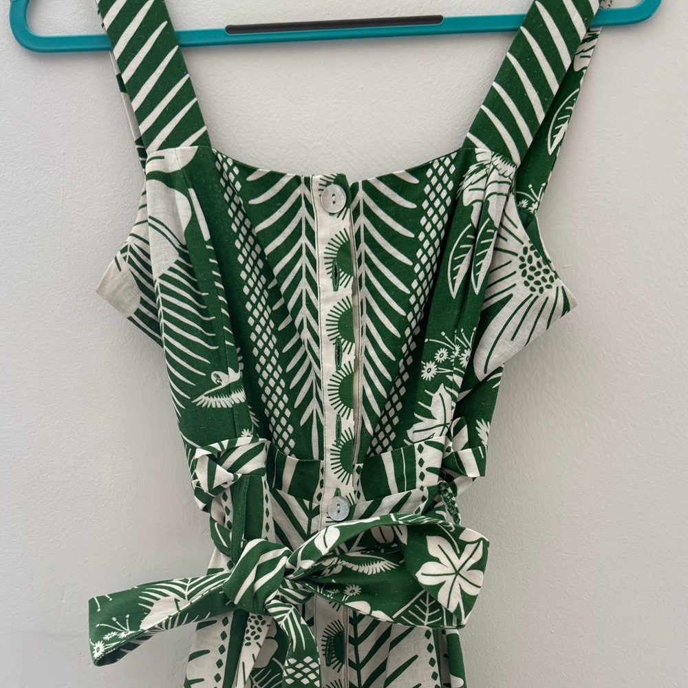 FARM Rio Green and White Tropical Jumpsuit - Picture 5 of 6